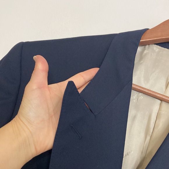 Vintage Sport Coat Mens 44S Navy Blue Wool Double Breast Peak Collar Gold Button - Picture 6 of 16